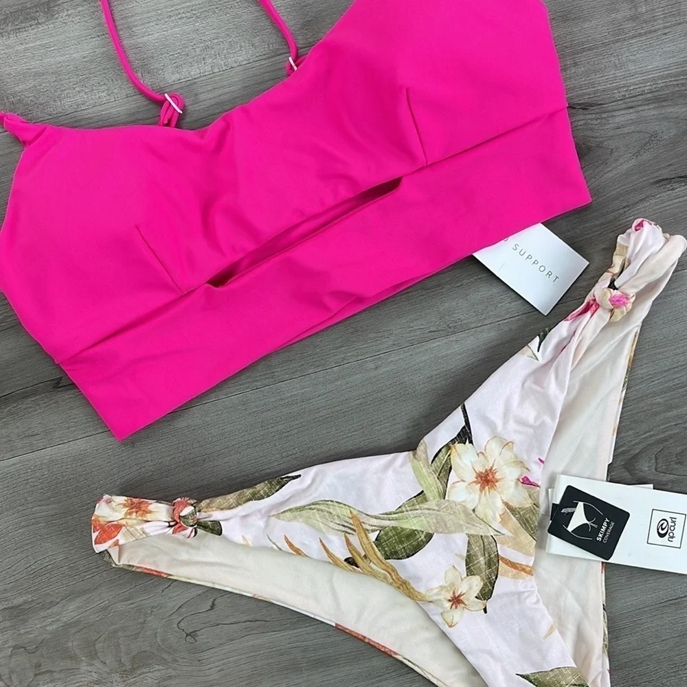 ☀️RIP CURL☀️ BRIGHTS SCOOP CROP NORTH SHORE SKIMPY PANT BIKINI SET